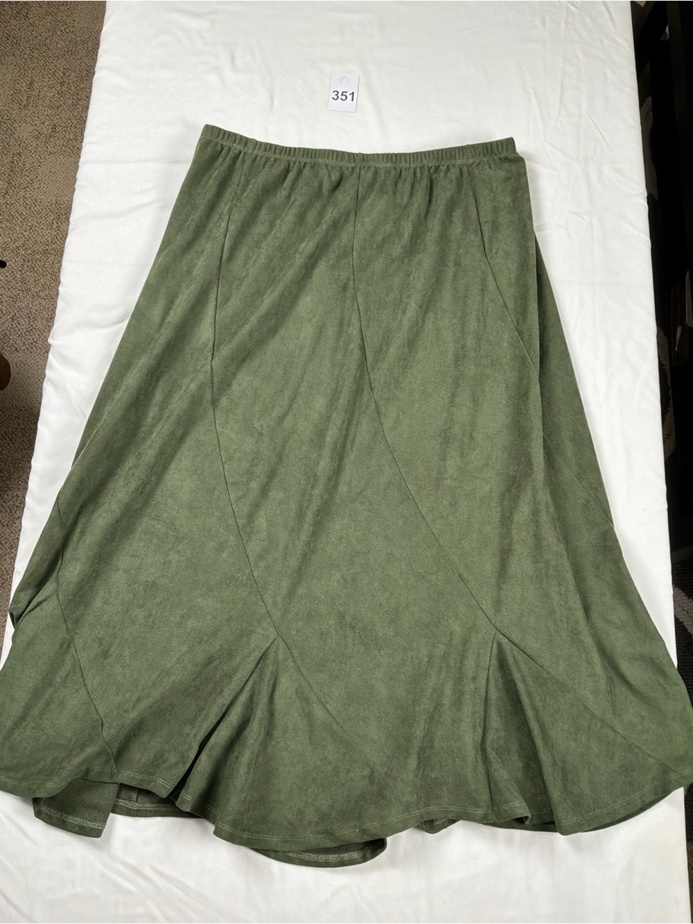Olive Green Midi Flared Skirt